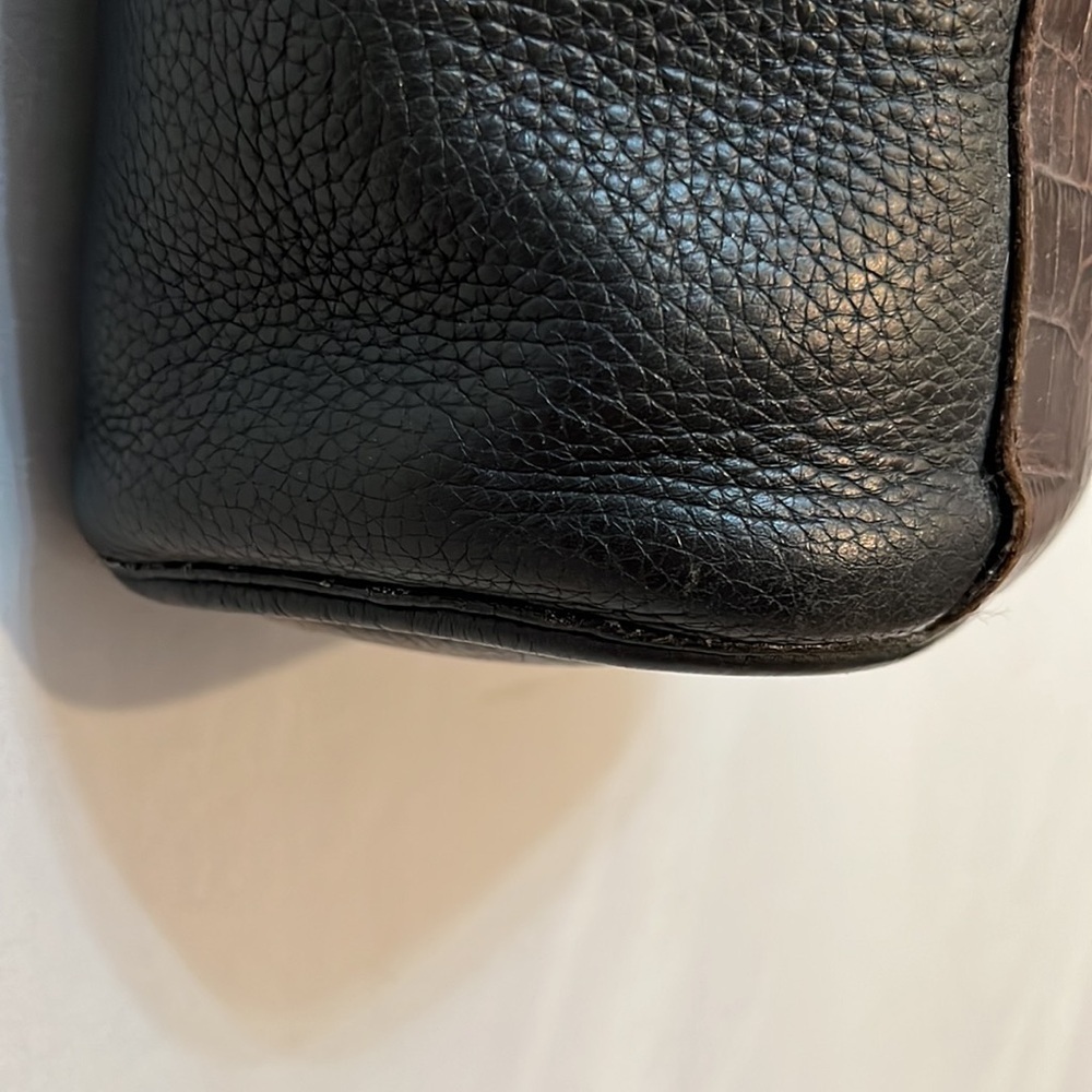 Vintage Brighton Bucket Black Leather Brown Lizard Embossed Shoulder Bag - Picture 3 of 11